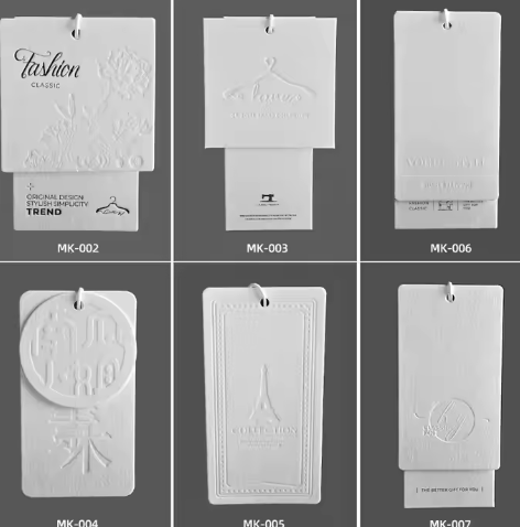 Flying Labels Foil Garment Tags Custom logo Tag White Swing Ticket Gold Foil Stamping logo hang Tag for Jeans and Clothing